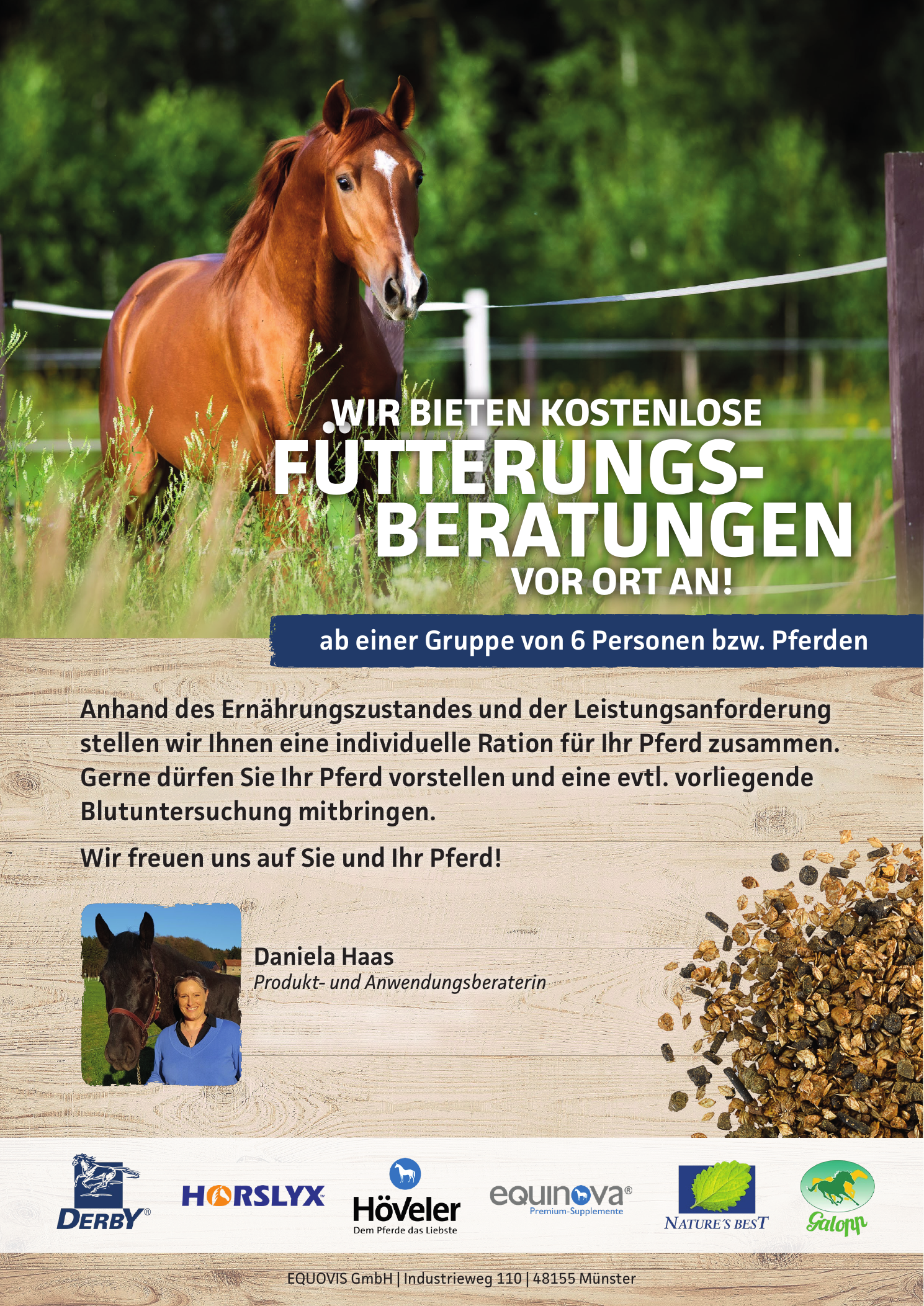 Flyer zur kostenlosen Futterberatung vor Ort